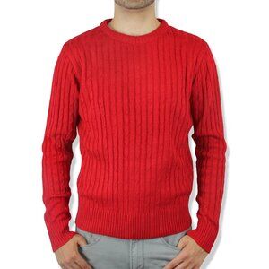 Solid Crew Neck Cable Sweater